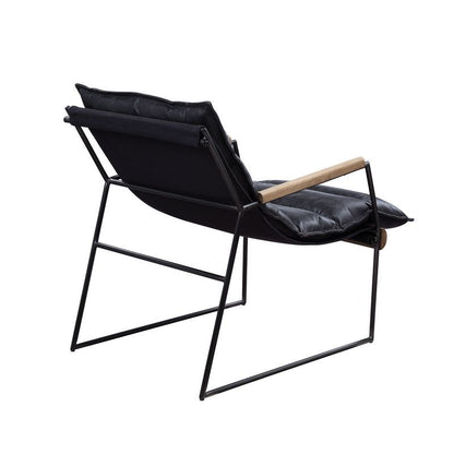 Luberzo - Accent Chair - Distress Espresso Top Grain Leather & Matt Iron