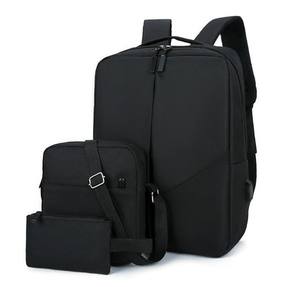 Men's Leisure Travel Large Capacity Three-piece Multifunctional USB Backpack