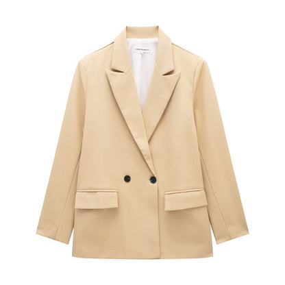 Summer Casual Relaxed-fit Double-breasted Blazer