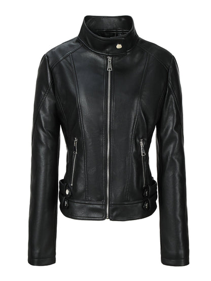 Plus-size Womens Slim-fit Stand-up Collar Jacket