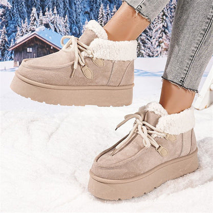 Thick Bottom Fleece-lined Snow Boots Women's Fur Integrated Casual Cotton-padded Shoes