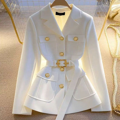 Women's Solid-Color Loose All-Match Cropped Waist-Cinching Coat