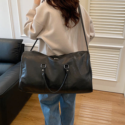 New Simple PU Texture Travel Bag Fashion Solid Color Luggage Travel Shoulder Handbag