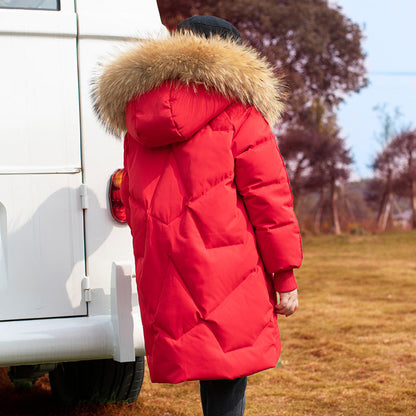 Children's Down Jacket Mid-length Western Style Fashionable Winter Clothes Coat