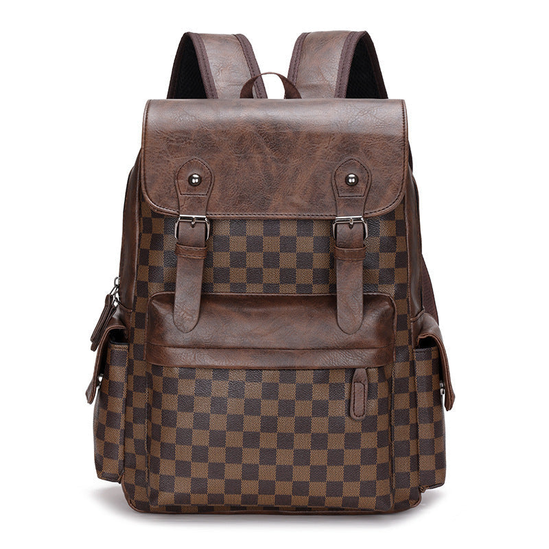 Large Capacity Travel Leisure Plaid Backpack