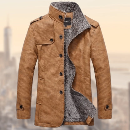 Men's Fashion Lapel Plush Leather Jacket