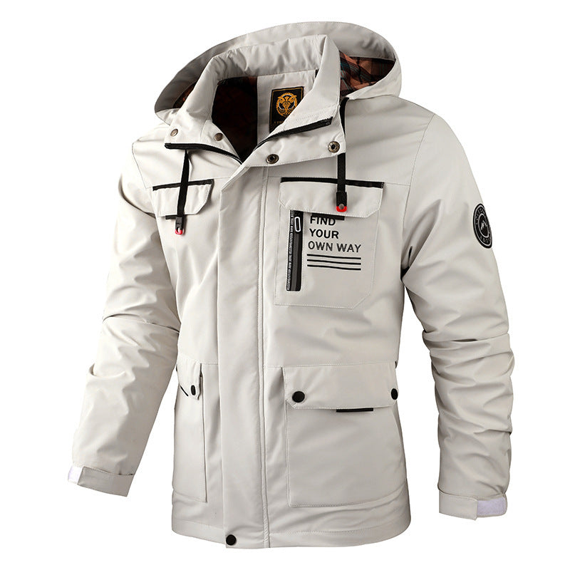 Fashion Men's Casual Windbreaker Jackets Hooded Jacket Man Waterproof Outdoor Soft Shell Winter Coat Clothing Warm Thick Tops