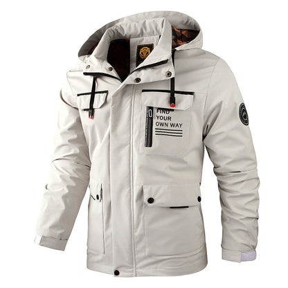 Fashion Men's Casual Windbreaker Jackets Hooded Jacket Man Waterproof Outdoor Soft Shell Winter Coat Clothing Warm Thick Tops