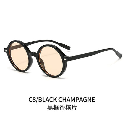 Retro Oval Sun Glasses Y2g Pure Champagne Sunglasses Female Cross-border Fashion
