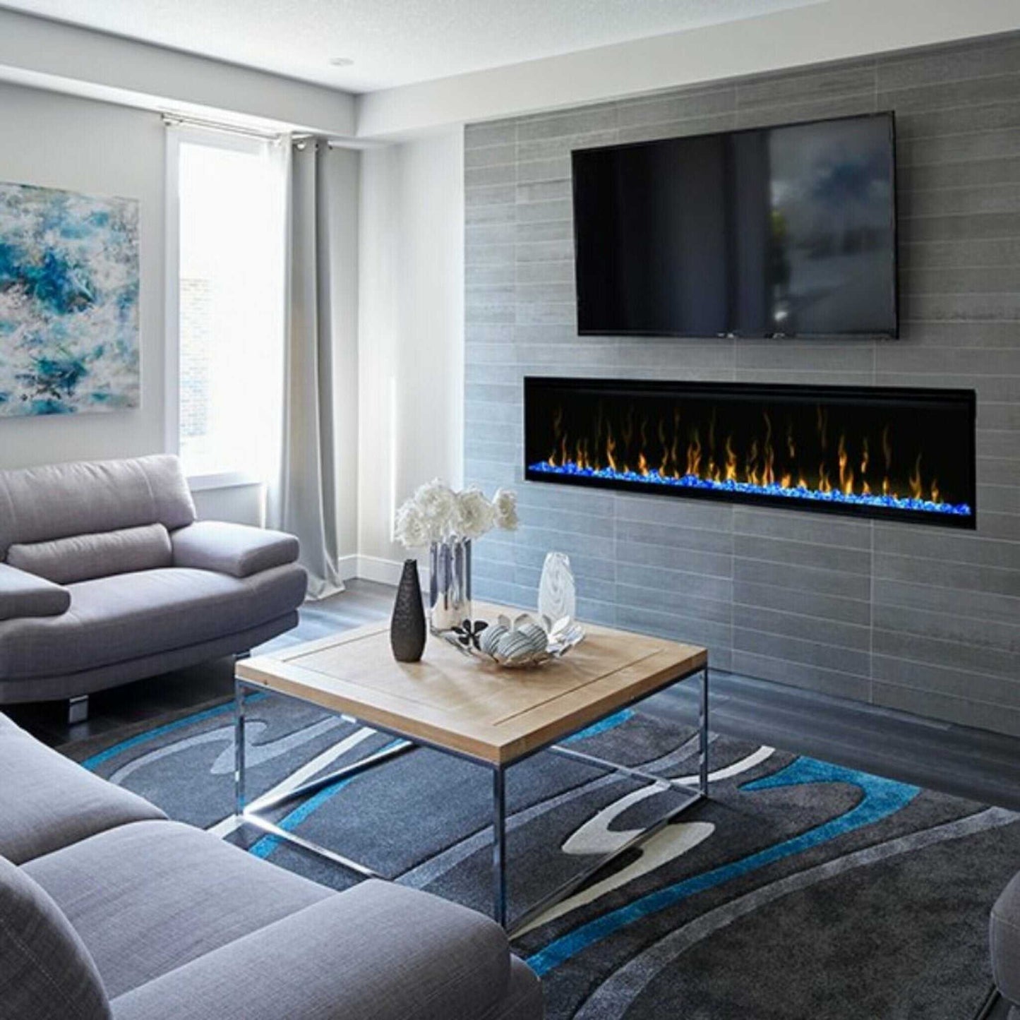 Dimplex IgniteXL 74-Inch Premium Built-In Linear Electric Fireplace With Integrated Heater Fan [XLF74] (SAK14736)