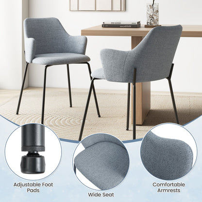 Dining Chairs Set of 2 with Curved Backrest Wide Seat and Armrests