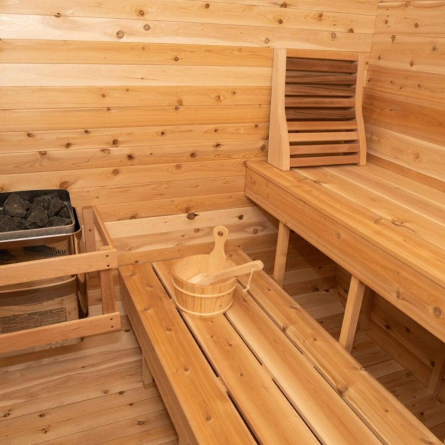 Dundalk Leisurecraft 4-Person Canadian Timber Luna Cube Sauna With Sloped Roof And Front Window [CTC22LU] (SAK96475)