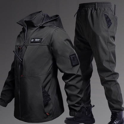 Autumn And Winter Fleece-lined Waterproof Jacket Suit