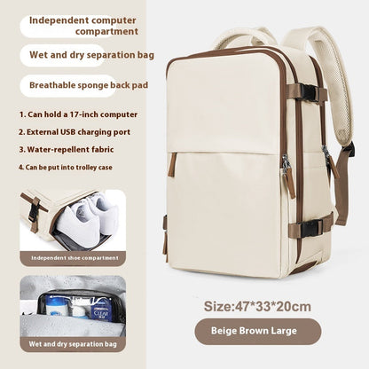 Backpack Women's Large Capacity Travel Men's Business Trip Can Be Expanded