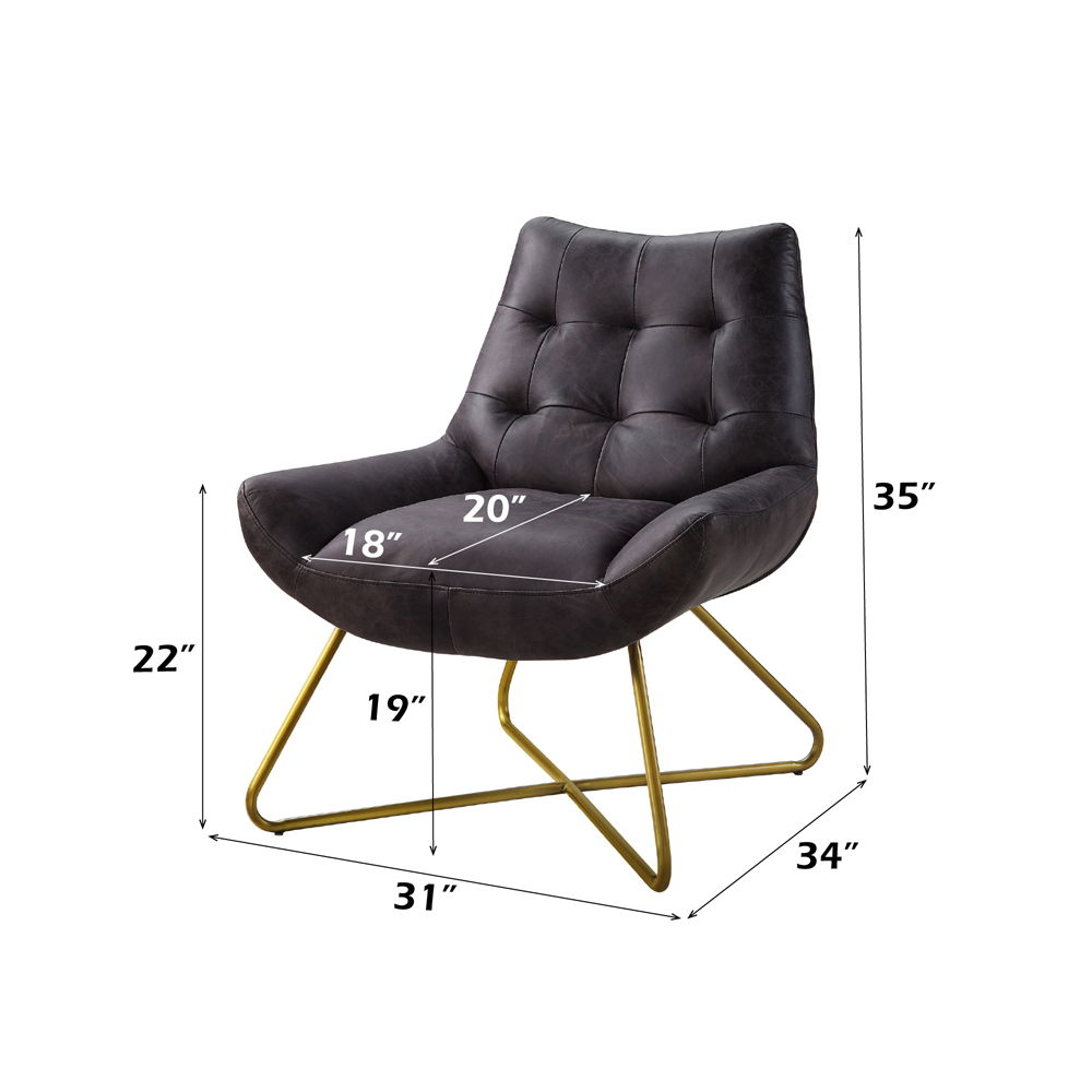 Dhalsim - Accent Chair - Antique Ebony Top Grain Leather