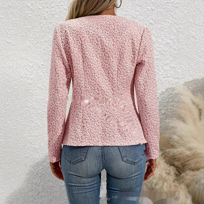 Womens Cropped French-style Chic Topcoat