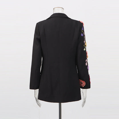 Elegant Womens Suit With 3D Floral Embroidery