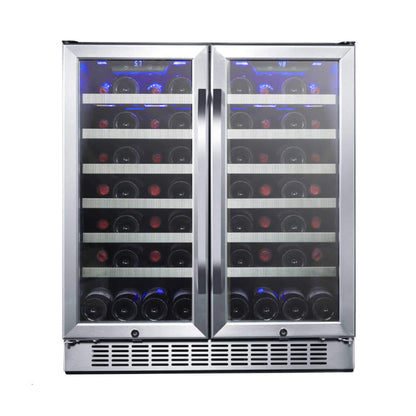 Edgestar 30-Inch Wide 56 Bottle Capacity Built-In French Door Wine Cooler With Door Locks [CWR5631FD] (SAK56381)