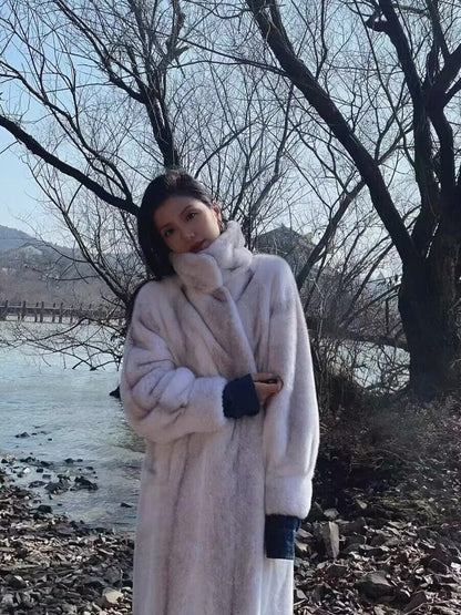 Women's Cross-Design Mink Fur CoatFull-Fur Integrated Design