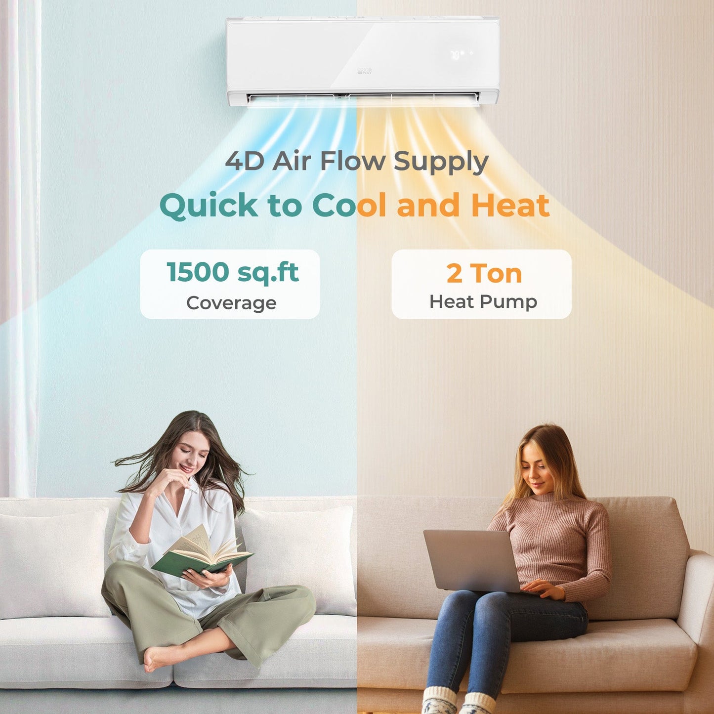 Energy Star Certified 24000 BTU 21 SEER2 208-230V Mini Split Air Conditioner and Heater White Wifi Enabled
