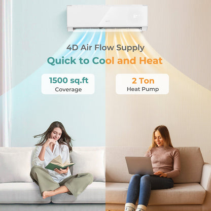 Energy Star Certified 24000 BTU 21 SEER2 208-230V Mini Split Air Conditioner and Heater White Wifi Enabled