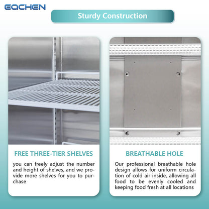 EQCHEN 72 Inch 3 Door Commercial Freezer