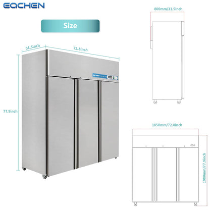 72 Inch 3 Door Commercial Grade Refrigerator And Freezer