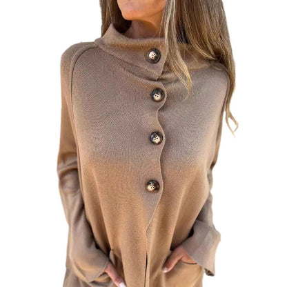 Ins Single Breasted Lapel Knitted Coat Fashion Pocket Long Sleeve Cardigan  Jacket Women's Clothing