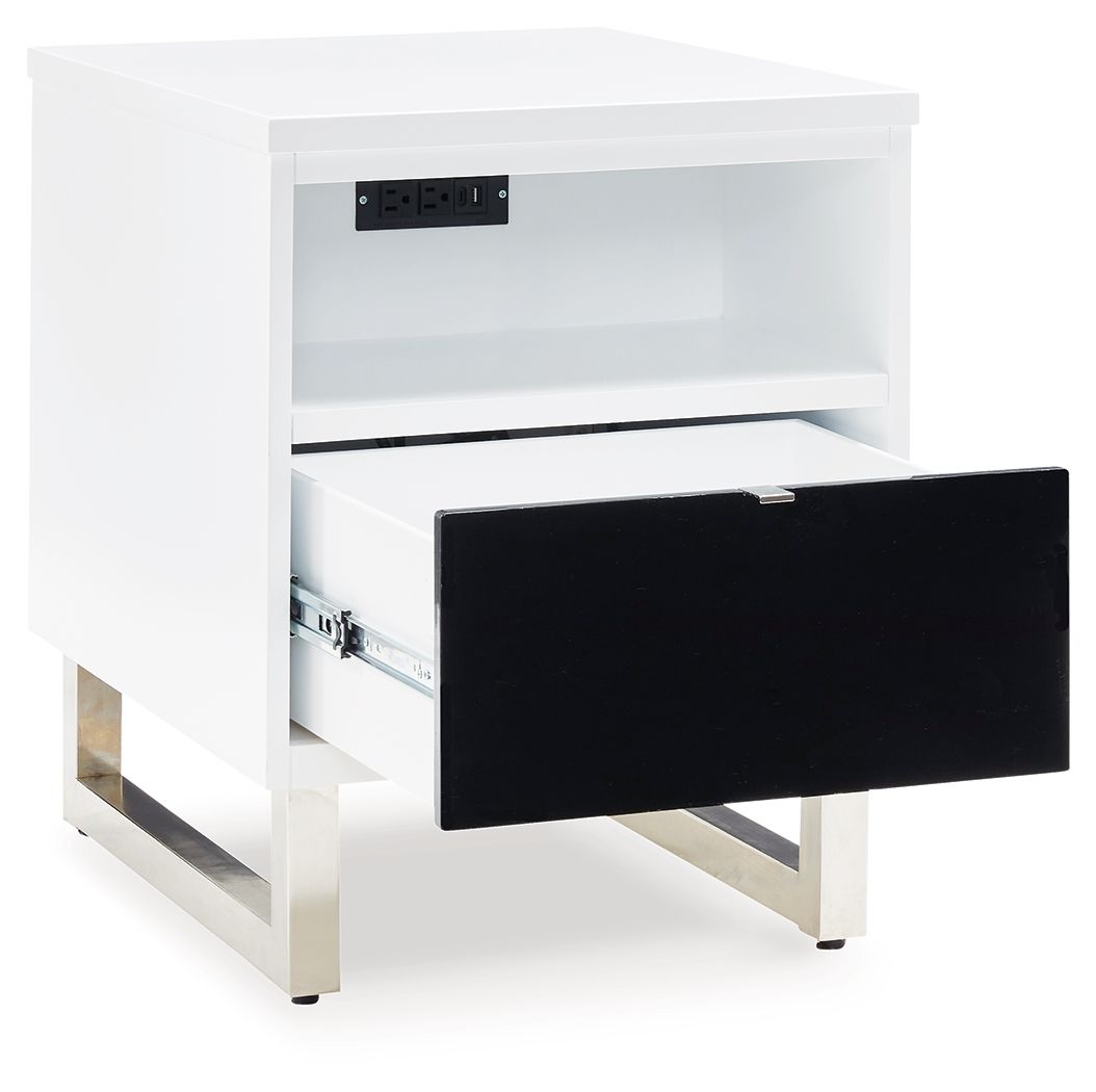 Gardoni - Chair Side End Table - White / Black