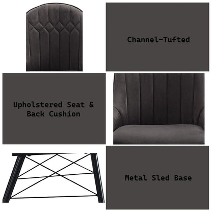 Abraham - Side Chair (Set of 2) - Dark Gray Fabric & Black