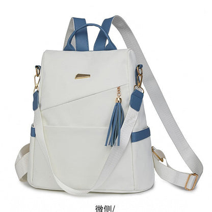 Oxford Cloth Stitching Women'S Backpack Anti-Theft Back Zipper Girls Schoolbag Casual Travel Double Shoulder Backpack