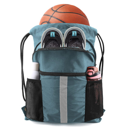 Basketball Football Drawstring Backpack Belt Shoe Compartment