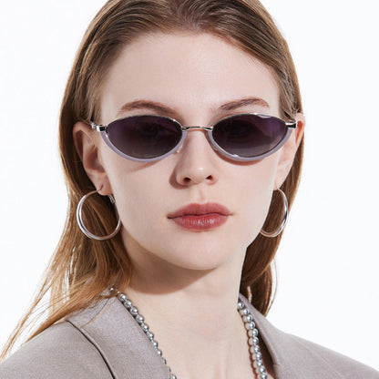 Small Frame Metal Sunglasses Sun Protection Plain Sun Glasses