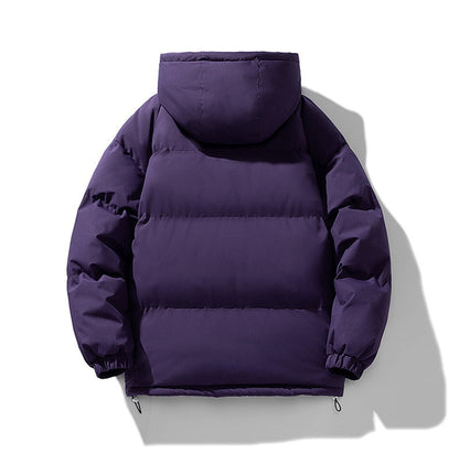 Men's Hoodie Coat Winter Fashion Solid ZIp-up Thickened Cotton-padded Jacket Casual Warm Outwear Top Clothing