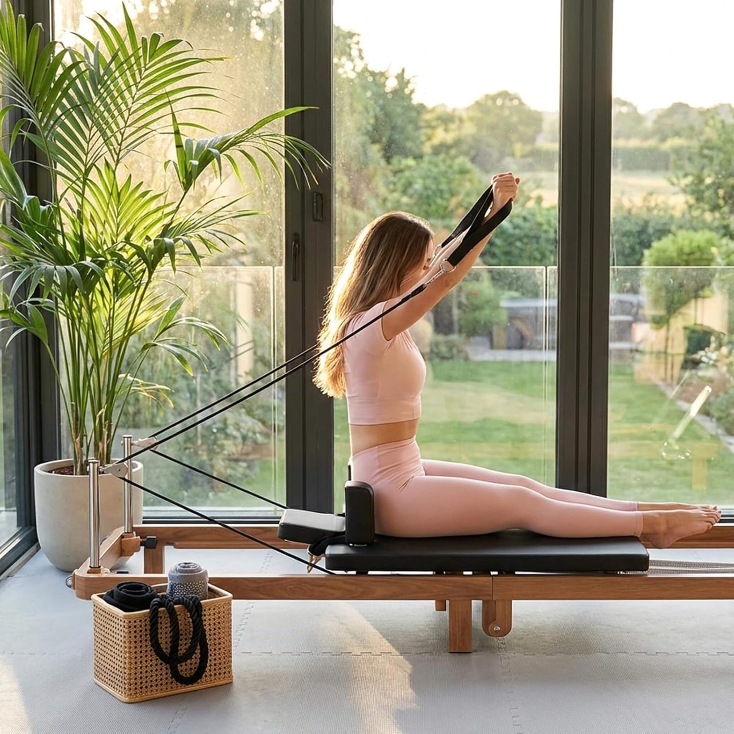 Core Pilates Apex Foldable Dual Resistance Pilates Reformer With Jumpboard (SAK83914)
