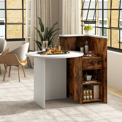 Front Reception Office Desk with Open Shelf and Drawer