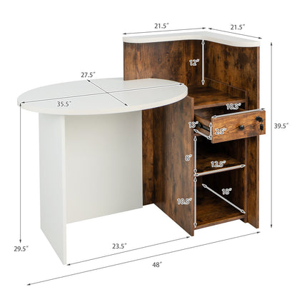 Front Reception Office Desk with Open Shelf and Drawer