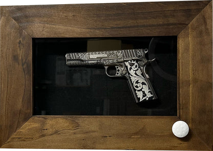 Wall Mounted Pistol Display Case - Handcrafted Gun Cabinet with Magnetic Lock for Secure Storage - Quick Access Gun Display Case with Mount & Customizable Foam Inserts - Made in USA