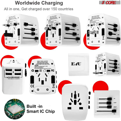 Universal Travel Adapter International Power Adapters 3 Pack Multicharger Plug w 4 USB Ports