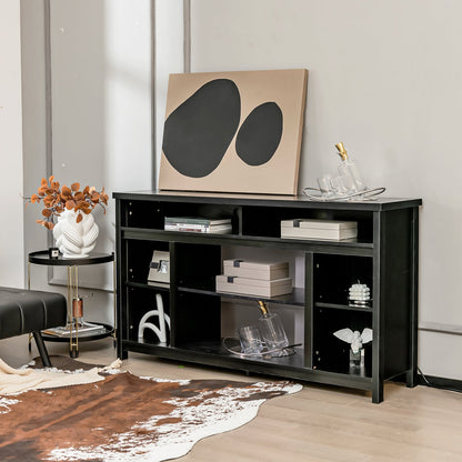 58 Inch TV Stand Entertainment Console Center with Adjustable Open Shelves-Black