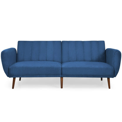 Convertible Futon Sofa Bed Adjustable Couch Sleeper with Wood Legs