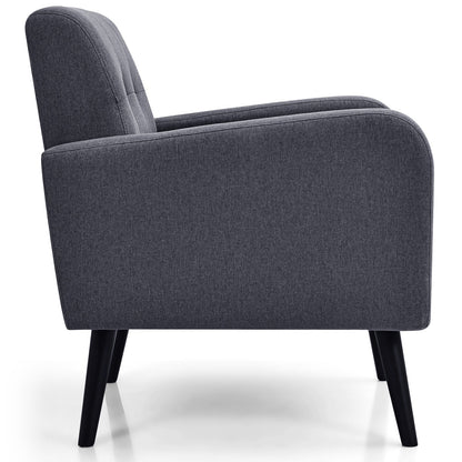Modern Upholstered Comfy Accent Chair Single Sofa with Rubber Wood Legs