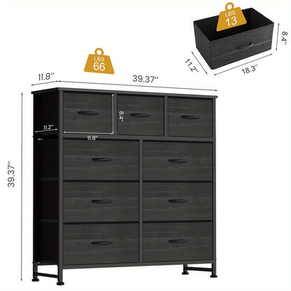 9-Drawer Fabric Dresser Storage Cabinet with Metal Frame