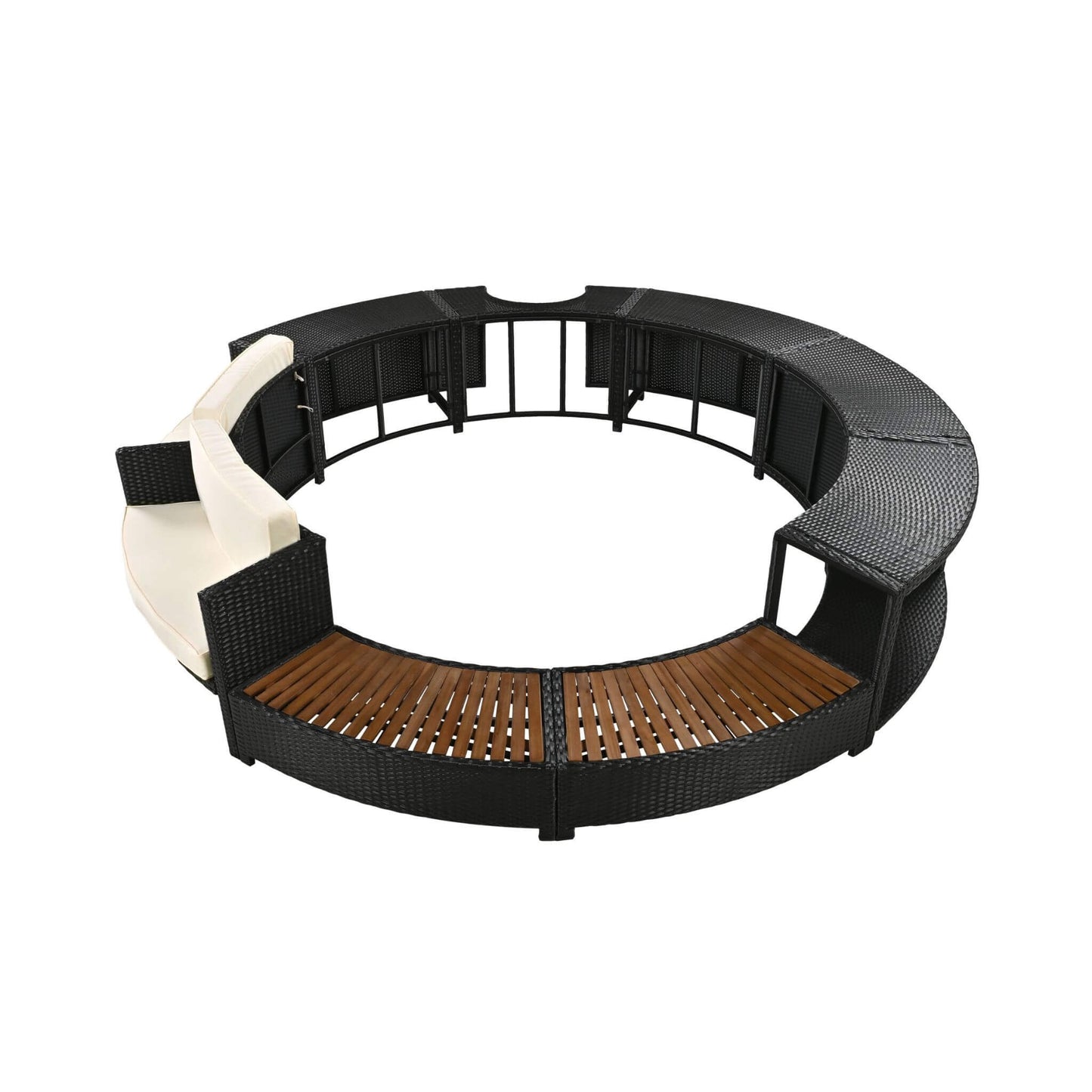 Alora Large Premium Surround Spa Patio Rattan Sofa Set With Storage Compartments And Cushions (SAK75629)