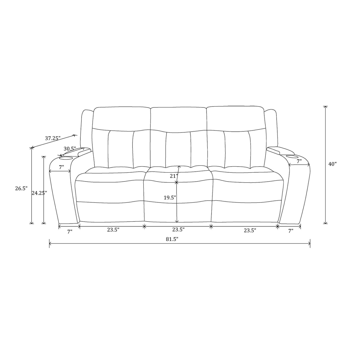 Nuvia Luxury 84-Inch Home Theater Power Reclining Sofa With LED Lights And Power Headrest (SAK83195)