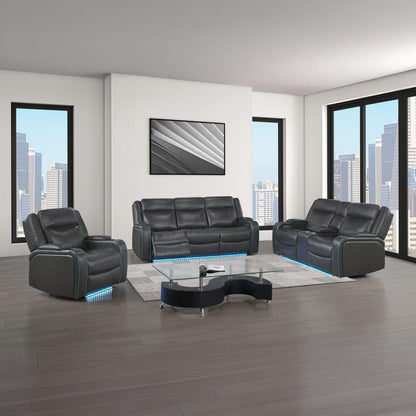 Nuvia Luxury 84-Inch Home Theater Power Reclining Sofa With LED Lights And Power Headrest (SAK83195)
