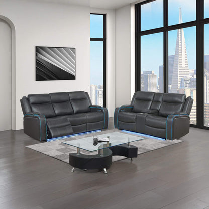 Nuvia Luxury 84-Inch Home Theater Power Reclining Sofa With LED Lights And Power Headrest (SAK83195)