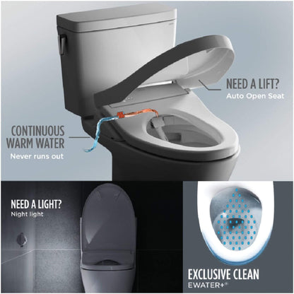 [MW4464736CEMFGN#01] TOTO Aquia IV Dual Flush Elongated Chair Height Toilet With Washlet S7A (SAK98062)