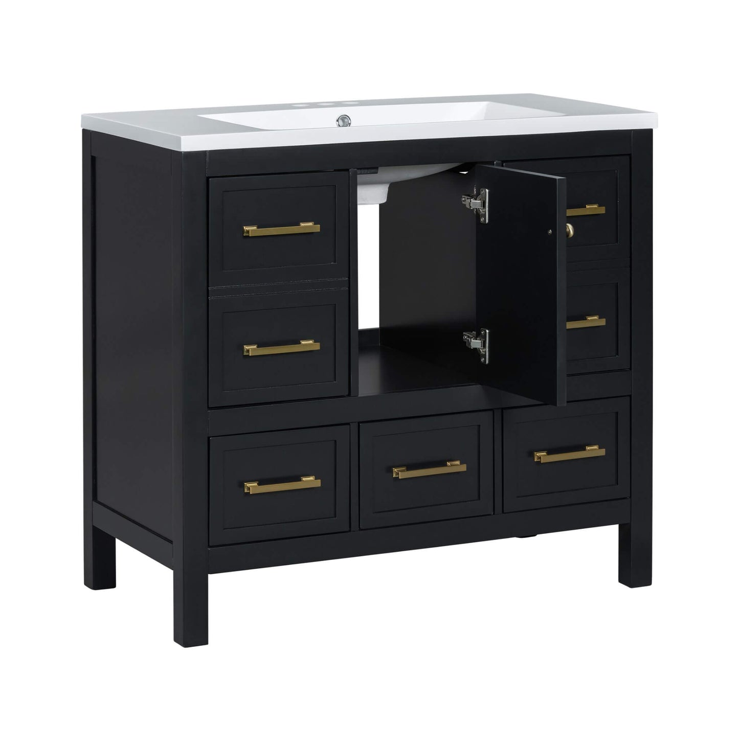 Nuvia Premium 72-Inch Bathroom Vanity Set With Resin Sink And Soft-Close Drawers [Faucet Not Included] (SAK62749)
