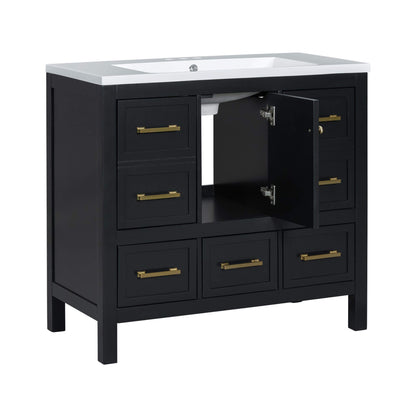 Nuvia Premium 72-Inch Bathroom Vanity Set With Resin Sink And Soft-Close Drawers [Faucet Not Included] (SAK62749)